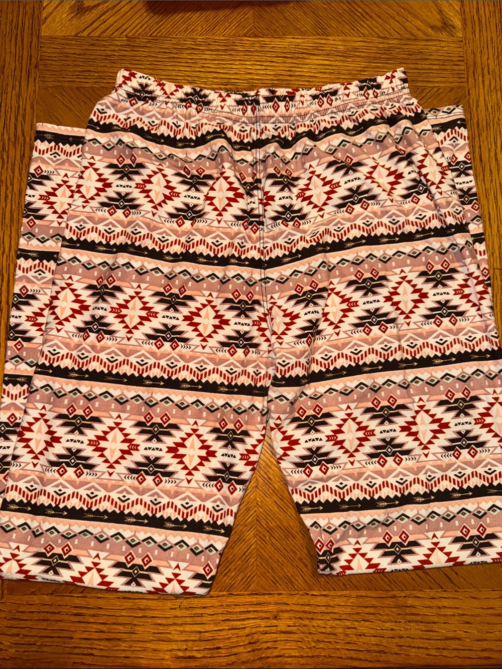 Aztec-Print Stretch Leggings - Red, Brown & White